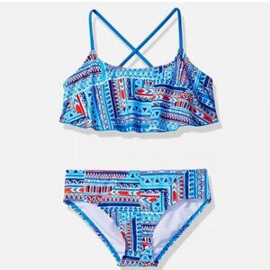 Kanu Girls Kids Cindy Ruffle Two Piece Swimsuit Multicolor Size 14 00145